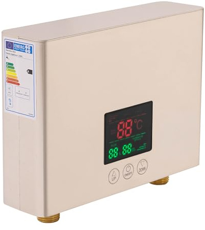 Mini Durchlauferhitzer Küche 3000W, Elektrische Durchlauferhitzer Klein, 30-55 ℃ Elektrische Warmwasserbereiter mit LED Digitalanzeige Panel und Fernbedienung, für Küchen, Waschküchen