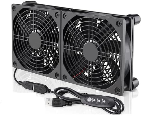 KLGFI USB Lüfter 1.2m 5V, USB Ventilator mit 3 Einstellbare Geschwindigkeiten, PC Lüfter für PS4/Laptop/TV Box/AV Schrank/Router (2 Stück)