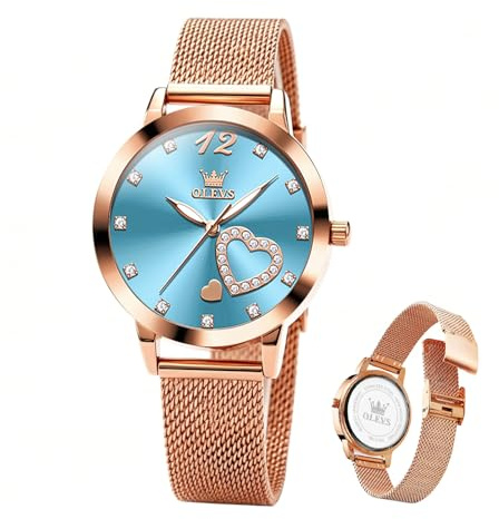 Raitown Damenuhr Edelstahl, Mailänder Armband, 36mm Zifferblatt, Roségold | Analoges Quarzwerk, Alltagswasserdicht, schlichtes Design, klassische Uhr für moderne Frauen, mehrfarbig wählbar.