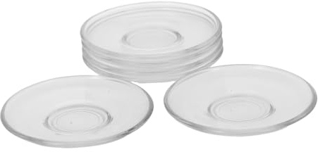 KICHOUSE Set 6 Pezzi Piattini in Vetro Rotondi Trasparenti per Tazze da caffè e Snack, Design Semplice e Pratico per Sale da tè Riutilizzabile