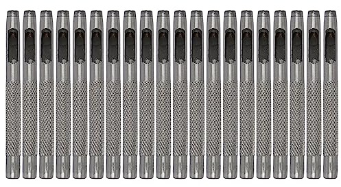 Set de 20 Piezas de Sacabocados para Cuero, Acero de Carbono Alta Dureza, 4.5mm - Corte Preciso y Resistente, Acabado Cromado Antióxido para Manualidades y Cinturones (4,5 mm)