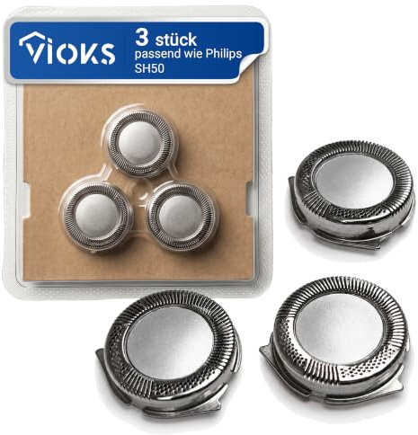 VIOKS 3 x rakhuvud rakapparat ersättning för Philikerns SH50/50 42203625841 | Skärhuvuden för Phili☒s Series 5000 6000 7000, AquaTouch, PowerTouch, HQ7 HQ8, Star Wars Edition