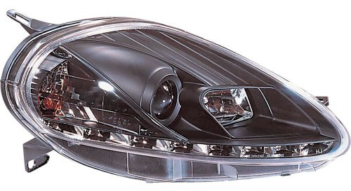 AUTO-STYLE Satz Scheinwerfer inkl. TFL kompatibel mit Fiat Grande Punto 2005-2008 - Schwarz - inkl. Stellmotor