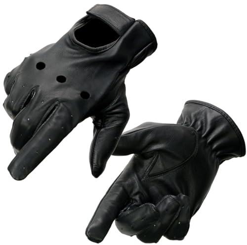 Milwaukee Leather SH247 Men's Black Leather Unlined Classic Style Driving Gloves - Medium