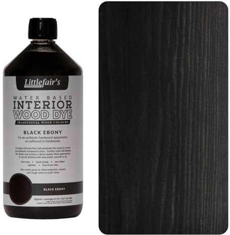 Littlefair's Holzbeize auf Wasserbasis - (Schwarzes Ebenholz) - ungiftig, umweltfreundlich und schnell trocknend - Einfach aufzutragende, konzentrierte Formel für alle Holzarten - 1 LTR