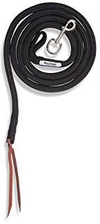 Barefoot Führseil Energy schwarz – 270cm Länge – Bodenarbeit & Pferdetraining – mit und ohne Karabinerhaken nutzbar – Seil mit Lederenden für Halfter & Zaumzeug