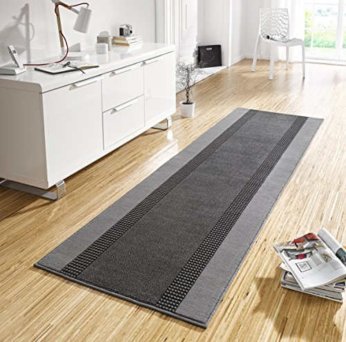 HANSE Home Tapis de Couloir - 80 x 200 cm - Tapis Doux à Poils Courts - Design Moderne - pour Couloir, Chambre à Coucher, Chambre d'enfant, Salle de Bain, Salon, Cuisine - Gris