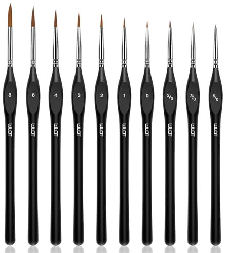 Fine Detail Brushes with Triangular Handles,10 Miniature Brush for Fine Detailing & Art Painting,Acrylic&Nail, Models,Watercolour, Miniatures,Oil, Wargaming Figures.(golden maple series）