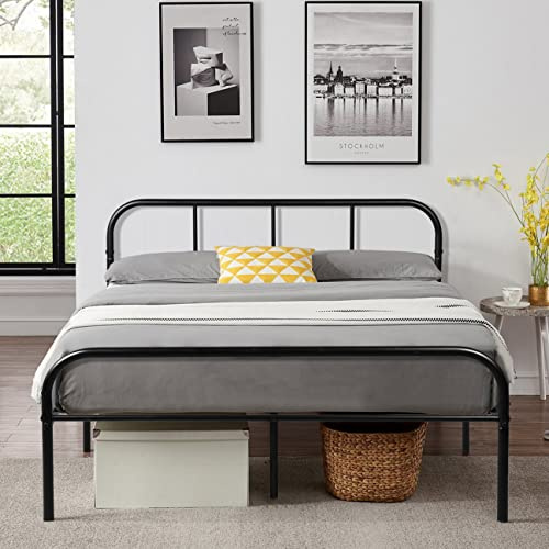 EGGREE Gästebett Doppelbett Metallbettgestellbett Jugendbett Kinderbett mit Lattenrost in Schwarz 140 x 190cm