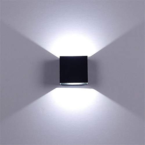AIRUI 6W LED Wandleuchte Modern Aluminium Wandleuchte Quadrat Up Down Wandwaschleuchte Für Zuhause Wohnzimmer Bett Flur Korridor,Black-WhiteLight