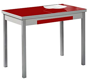 ASTIMESA Küchentisch mit Flügeln aus rotem Glas, 90 x 50 cm