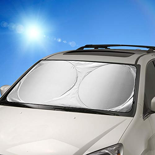 Auto Sonnenschutz, FRECOO Sommer Falten Sonnenschutz für Frontscheibe Auto Sonnenblende, Von Windschutzscheibe Sunshade für Kinder, Hunde und Babys Mit UV Schutz,160 * 80 cm
