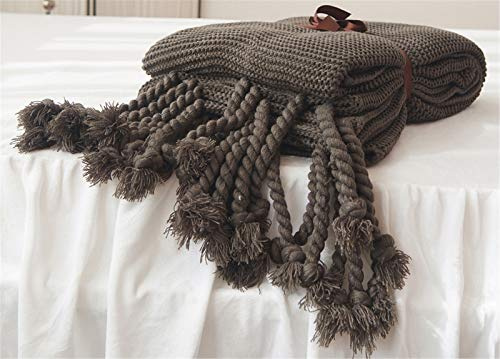 Hayisugal Tagesdecke Wohndecke Wendedecke Kuscheldeck Sofadecke Couchdecke Strickdecke Flauschig Weich und Angenehm Warm Überwurf, Braun, 130 x 170cm