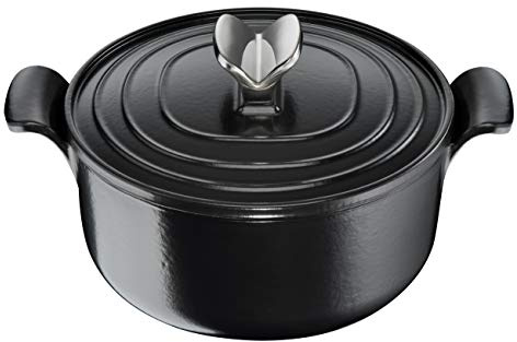 Lagostina Tradizione Gusseiesen aus emailliertem Gusseisen für Langes Garen, 26 cm Ø, Kasserolle für Induktion, Gas und Öfen bis 220 °C, Topf zum Schmoren und Langsamen Kochen mit Kondensationsdeckel