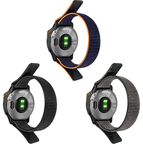 Bracelet Fenix 5/Fenix 6 Bande, 22mm Nylon Sport Bracelet pour Fenix 5 Plus/Fenix 6 Pro/Forerunner 935/945/Quatix 6/5/Gear S3/Galaxy Watch 46mm/Huawei Watch GT2 Pro/GT2 46mm
