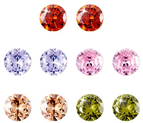 Craftdady Zirkonia-Cabochons, bunte, lose facettierte Strass-Cabochons für Haarspangen, Ohrringe, Armbänder, Anhänger, Schmuck, Bastel- und Kunsthandwerkprojekte, 10 Stück, 6 mm
