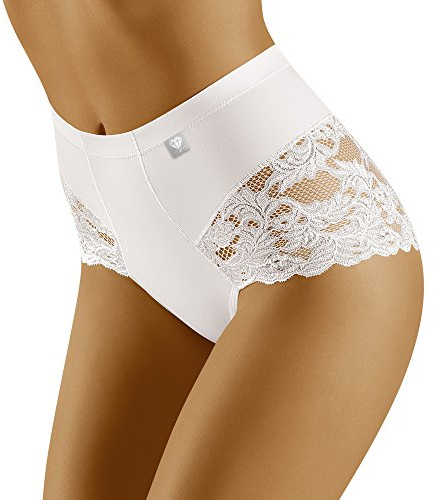 Wolbar Miederhose Damen Miederslip Hoher Taille Slip Shapewear Damen Figurformende Bauchweg Unterhose Spitze Sexy Unterwäsche Miederpant WB406, Weiß,L