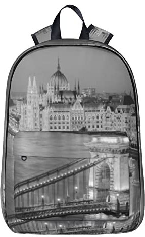 NYHGOXM Rucksack mit Stadtansicht bedruckt, wasserabweisend, Laptop-Rucksack, Schulanfang und Universität, Schwarz , One size