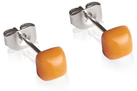 Winzige Ohrstecker mit Stein in 20 Farben • Quadratische Ohrringe für 1, 2 & 3 Ohrloch • Nachhaltiger Schmuck aus recyceltem Glas & Edelstahl • 4mm