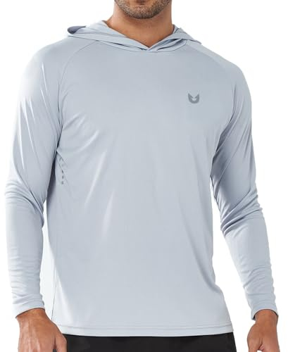 NORTHYARD Men's UPF 50+ Hoodie Shirts Long Sleeve Sun Protection Fishing Swim Beach UV SPF Rash Guard Quick Dry Lightweight LIGHTGREY M