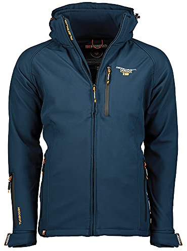 Geographical Norway Taboo Men - Giacca Softshell Uomo Cappuccio Impermeabile - Giubbotto invernale Antipioggia Esterno - Escursionismo Sci Autunno Inverno Primavera (Blu scuro M)