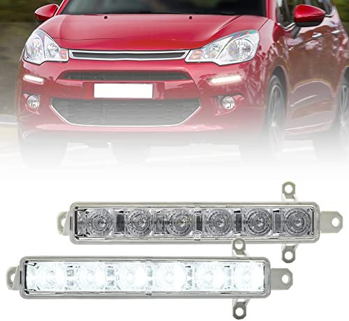 NSLUMO Led DRL Luz de circulación diurna para Citro.ën C3 C1 Berlingo para Peugeot 308 107 108 Partner para Toyo.ta Aygo Xenon LED blanco Luz de conducción antiniebla DLR City Lamp 2pcs
