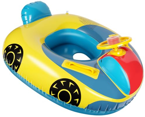 Vicloon Flotador Bebe,Flotador de Piscina para bebé Inflable con Volante,Anillo de Natación para bebé con Asiento,Flotador Bebé para Niños Pequeños para 1-6 Años