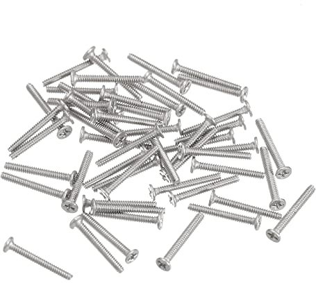 sourcing map Tornillos de Cabeza Redonda Plana M1-0,25x8mm 50uds, Tornillos de Máquina de Accionamiento Phillips de Acero Inoxidable 304, Sujetador de Hardware para Conexión de Muebles