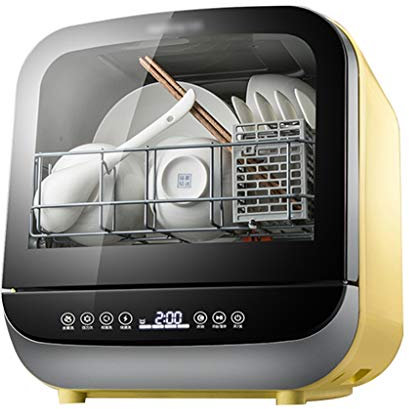 Lave-vaisselle de table compact Mini lave-vaisselle avec 4 programmes Lave-vaisselle de table Lave-vaisselle Slimline Consommation d'eau : 5 L (Couleur : Rose, Taille : 37,8