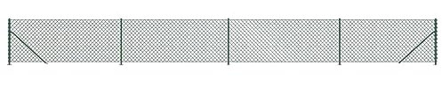 vidaXL Chain Link Fence with Floor Flange - Green Galvanised Steel with PVC Coating - 1.1x10 m Size - Versatile Barrier Mesh for Property and Animal Enclosure