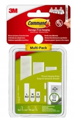 Command Picture Hanging Strips, Value Pack - 8 Sets L, 6 Sets M + 4 Sets S of Adhesive Strips - for Hanging Damage Free Framed Photos and Artwork, White