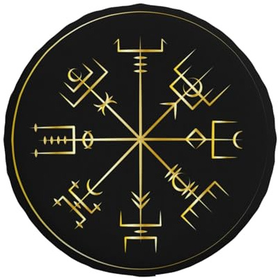 Ersatzrad-Reifenabdeckung, goldene alte Wikinger skandinavische Runen-Druck, wasserdicht, staubdicht, Radabdeckungen, für SUV, Wohnmobil, Anhänger, Reifentasche 38,1 cm