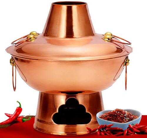 Fondue au charbon de bois, fondue en acier inoxydable, nique cuisinière intérieure et extérieure pour les réunions de famille, les dîners et les anniversaires,MandarinDucksPot-32cm
