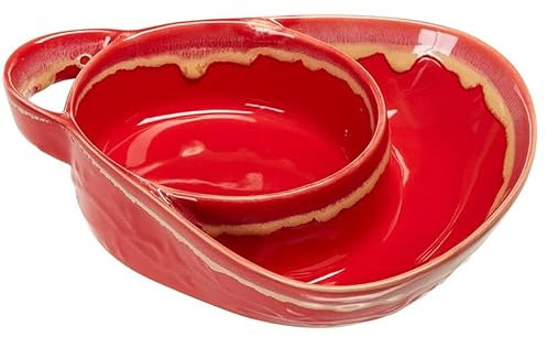 Set mit 2 Suppen- und Beilagenschalen aus Steingut, Set mit 2 Suppen- und Beilagenschüsseln, rot
