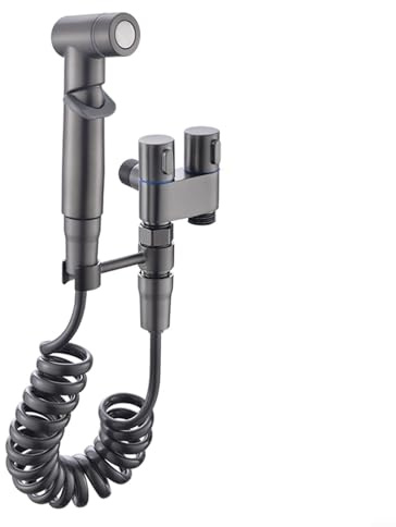 Kit Douchette Wc, Douchette Toilette, Vanne de contrôle double Bidet à main robinet de toilette, Kit Hygiène complet pour WC avec Douchette, Ensemble de Bidet de Salle de bain