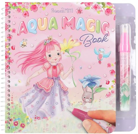 Depesche 12946 Princess Mimi - Aqua Magic Malbuch mit versteckten Prinzessinnen-Motiven, Kreativbuch mit 5 wiederbemalbaren Seiten und einem Wasserstift