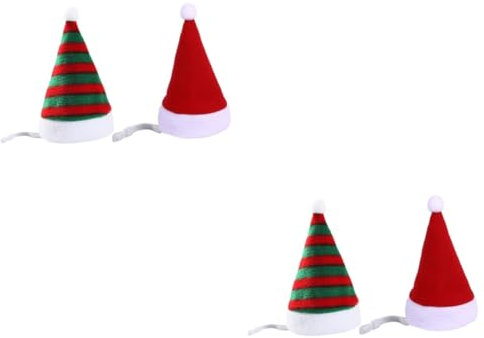 POPETPOP 4pcs Pet Christmas Hat Dog Headgear Cute Design for Holiday Parties Striped for Pet Cosplay and Festive Celebrations