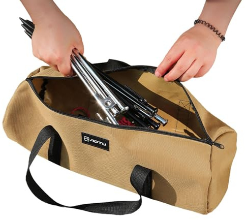 Camping Heavy Duty Double Layer Canvas Bag For Tent Stake, Tent Stakes Storage Bag With Handle,Tent Pegs Pouch,Portable Camping Tent Pegs Tool Bag,Large Capacity Bags Pouch Organizer For Camping