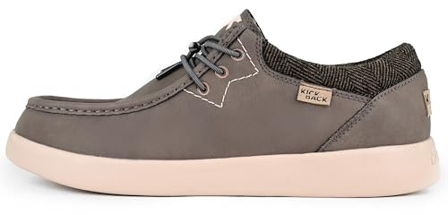 Kickback Haven - Mens Loafers - Colour Brown Leather - Casual Moc Style Mens Shoes - Recycled Leather Uppers - Adjustable Elastic Lace - Cushioned Sole - Leather Lined Insole - Size UK 10