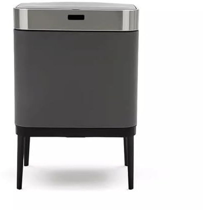 FAJNUZI2024 Cubo Basura Sensor inteligente Bote de basura clasificado Cocina Gran capacidad Hogar Acero inoxidable Luz Oficina de lujo Sala de estar Pies altos Bote Basura(Grey)