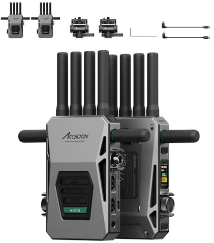 Accsoon CineView Master 4K 60P/25ms Wireless HDMI/SDI Video Transmitter Receiver- Tri-Band (2.4/5/6GHz), iPhone/iPad Pro Monitoring with Charging,1-Wired+4-Wireless Connection, Real-time Live Stream