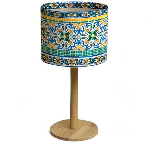 Bellaluma Lampada da Comodino con Paralume Stampato | Lampada Decorativa da Tavolo in Legno per Camera da Letto, Soggiorno o Ingresso | Confezione Regalo Premium + Lampadina LED Inclusa