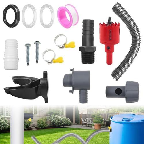 Regenwassersammler, Regentonnen Verbinder Set, Wassersammler für Fallrohr 70-110mm, 100cm Verbindungsschlauch, Regenwassersammler Fallrohr Set, Regensammler für Regentonne Wassertanks Zisternen