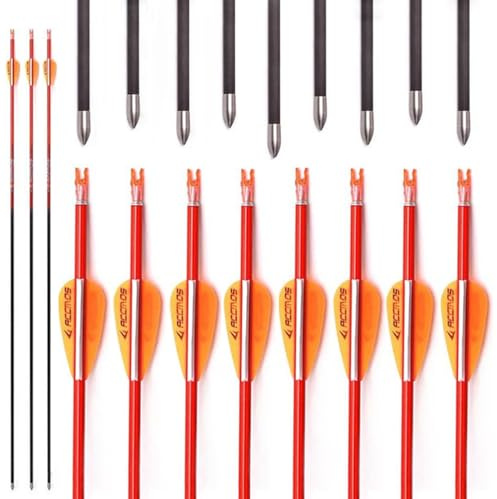 PHILOCS 12 Stück ID 4,2mm Orange Kohlepfeile, Spine 1000 für Compound-Bogen Recurve-Bögen Jagd Bogenschießen Praxis