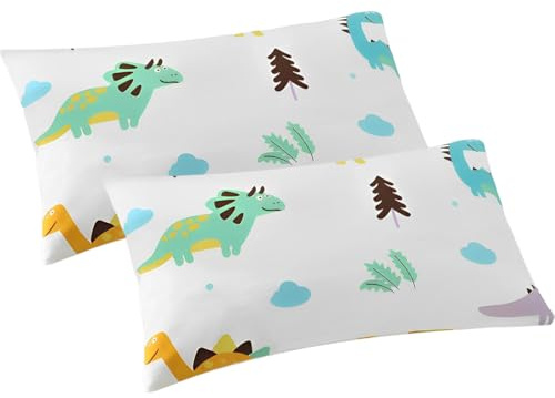 XOXVURI 2 Piezas Fundas De Almohada Tipo Sobre,Funda De Almohada Para Bebé,Fundas De Almohada Tipo Sobre, 30Cm X 50Cm Funda De Almohada De Viaje Suave Y Transpirable Patrón De Dinosaurio