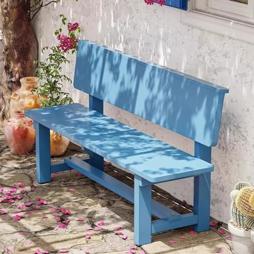 KXJPIZIYB Gartenbank mit Rückenlehne, Wetterfeste Bank Outdoor, Holzterrassenbank, für Garten, Veranda, Balkon, Poolrand, Park, Tragkraft 500kg(Yellow,150cm)