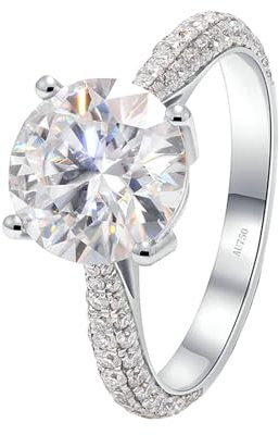 Wycian Hochzeit Ringe Platin, Trauringe In Weißgold 14K Moissanit Weißgold 3CT 9mm Weiß Runde Form Größe 52 (16.6) für Damen Valentinstag