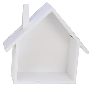 Garneck Holz Hausform Wandregal Kleines Aufbewahrungsregal Für Schlafzimmer Wohnzimmer Küche Büro Weiß