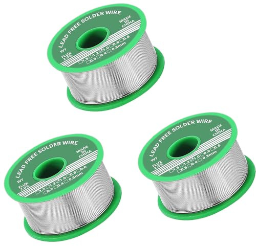 3 pezzi di stagno di saldatura da 1,0 mm, stagno senza piombo con nucleo di colofonia da 20 g, adatto per la riparazione di componenti elettronici ed elettrici di saldatura e fai da te