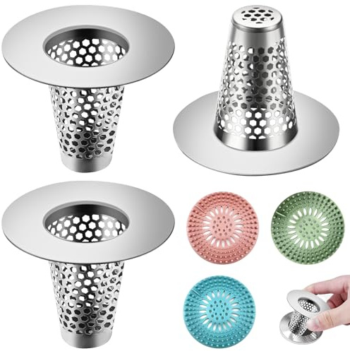 GZqiancang Abflusssieb Dusche,mit 3 Stück Haarsieb Dusche Silikon,3 Stück | Konischer Haarsieb Dusche für Küche, Bad, Badewanne, Balkon(50×40×15mm)